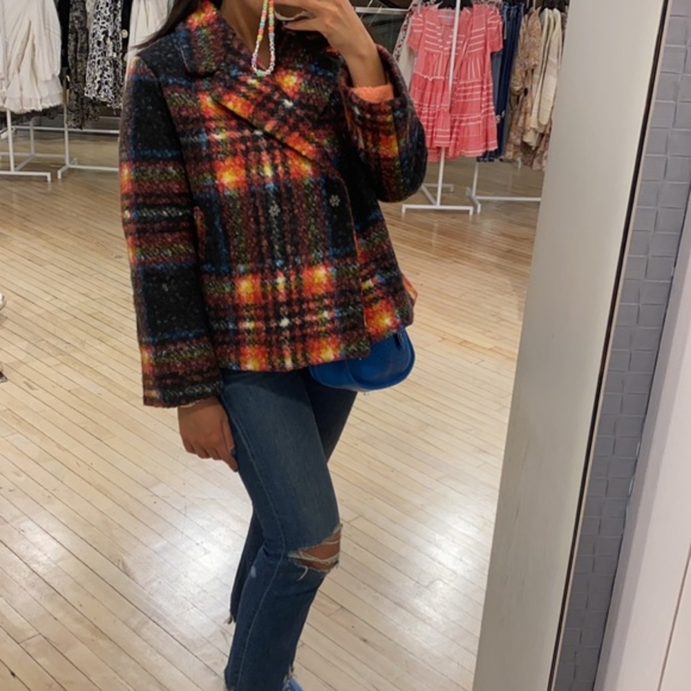APPARIS Plaid Faux Wool Coat Shacket Small - Picture 7 of 8